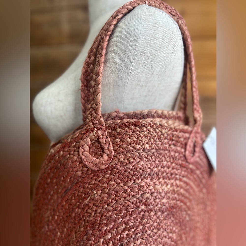 LAST ONE Origins Store Natural Jute Panama Purse Tote Market Everyday Bag - Picture 2 of 7